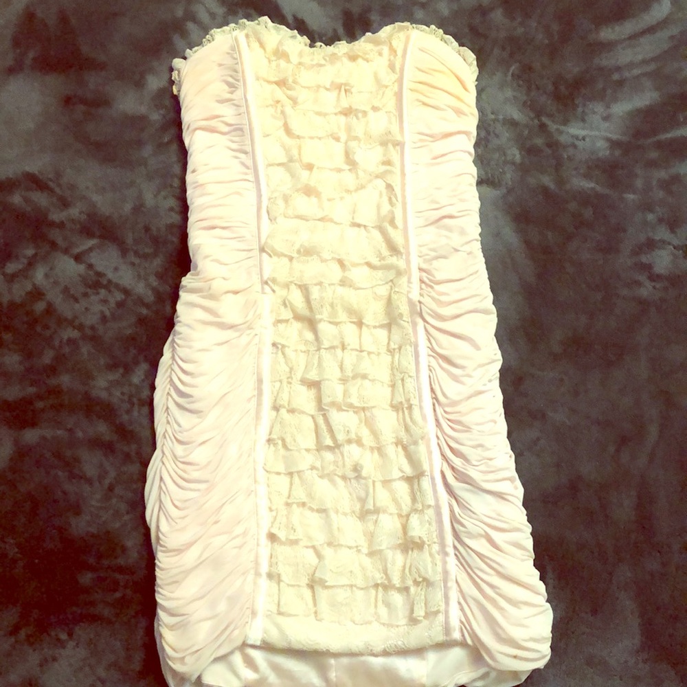 Bebe pink ruffles mini dress